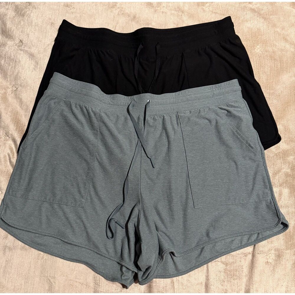 Lot of 2 Danskin Women's Active Lounge Shorts - Size XL (Black & Heather Gray)